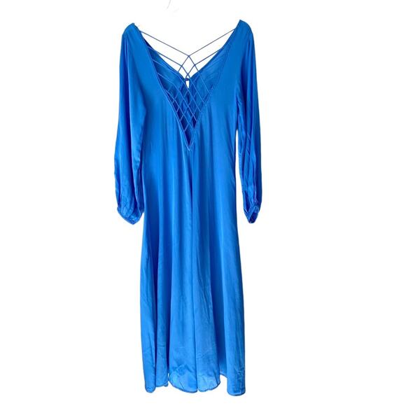 Free People Later Days Blue Button Front Dress size 6 MIDI - Picture 8 of 9